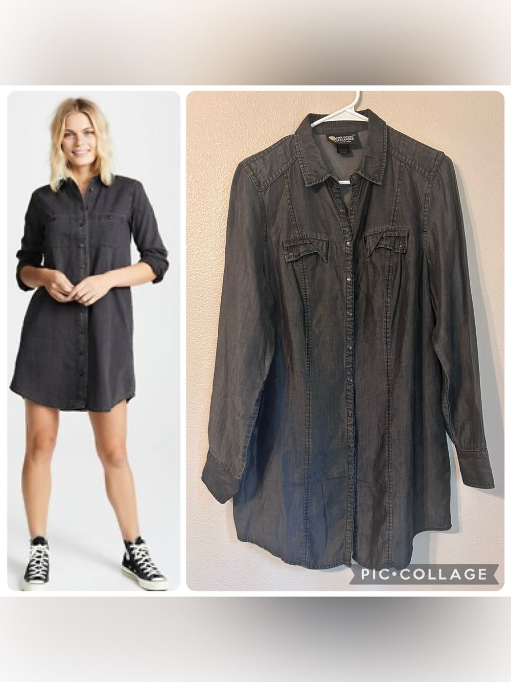Christine Alexander Washed Black Denim Shirt Dress